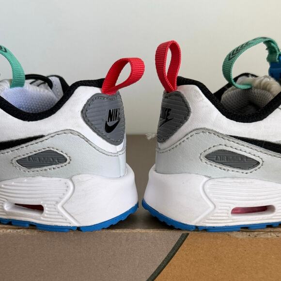 Nike Air Max 90 Toggle White/Black/Green Toddler Sneakers - SZ 8 C - Picture 12 of 15